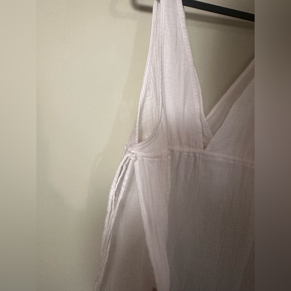 Shade & Shore White Gauze Tunnel-Waist Midi Cover-Up Dress – Size Small - Picture 4 of 12